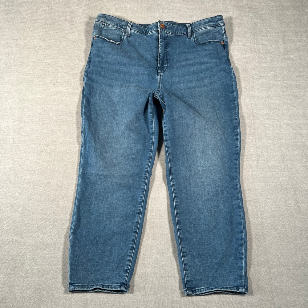 Talbots Jegging Crop Mid Rise Stretch Denim Jeans Womens 16 Blue Neptune Wash